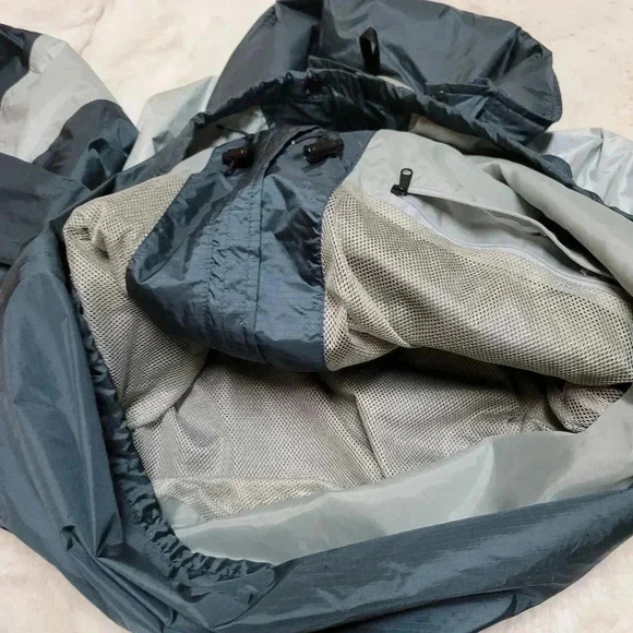 Vintage 90s Mens North Face Rain Jacket Hooded Nylon Windbreaker Size L Teal - Picture 7 of 11